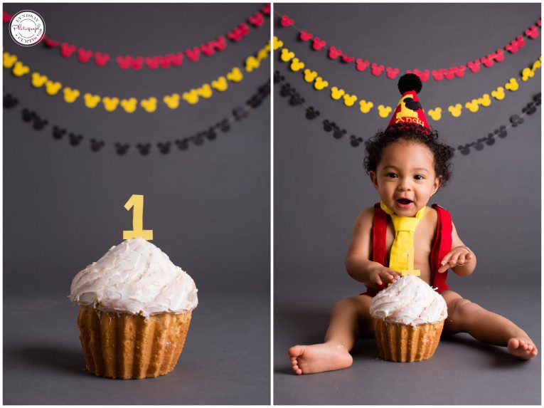 Portrait photographer Lyndsay Curtis photographs one year old birthday boy Andy in her in-home photography studio. | www.lyndsaycurtis.com