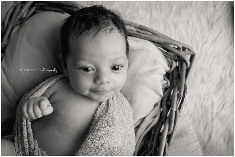 Portrait photographer Lyndsay Curtis photographs newborn girl in her in-home newborn studio. | www.lyndsaycurtis.com