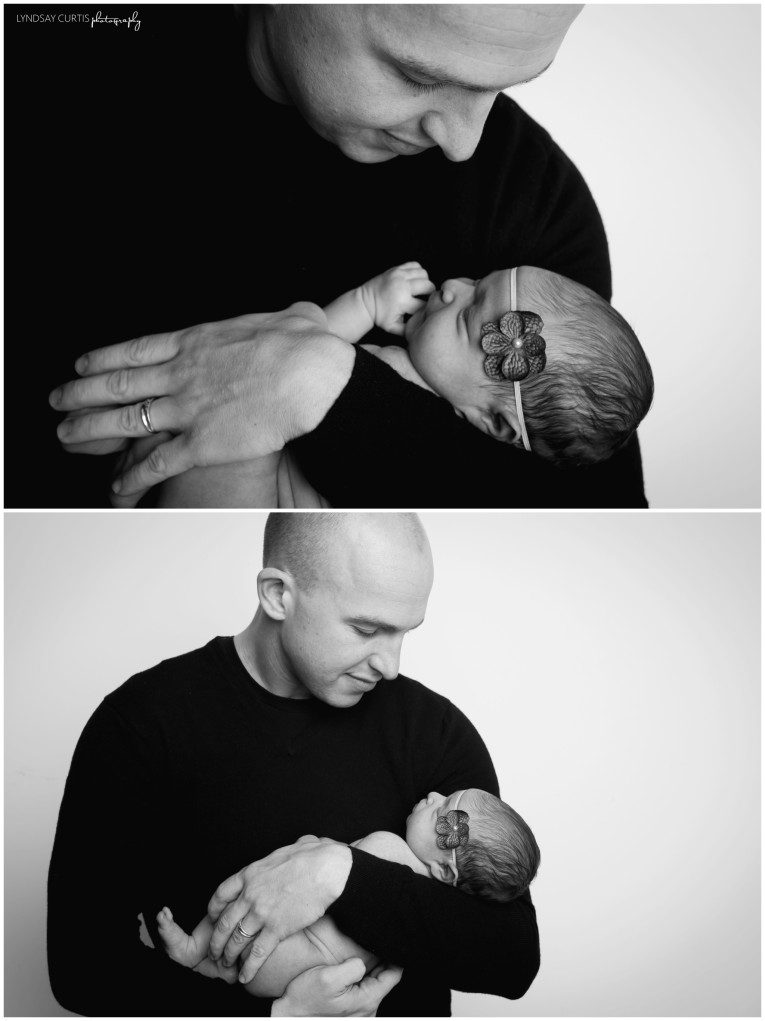 Portrait photographer Lyndsay Curtis photographs newborn girl with dad in her in-home newborn studio. | www.lyndsaycurtis.com