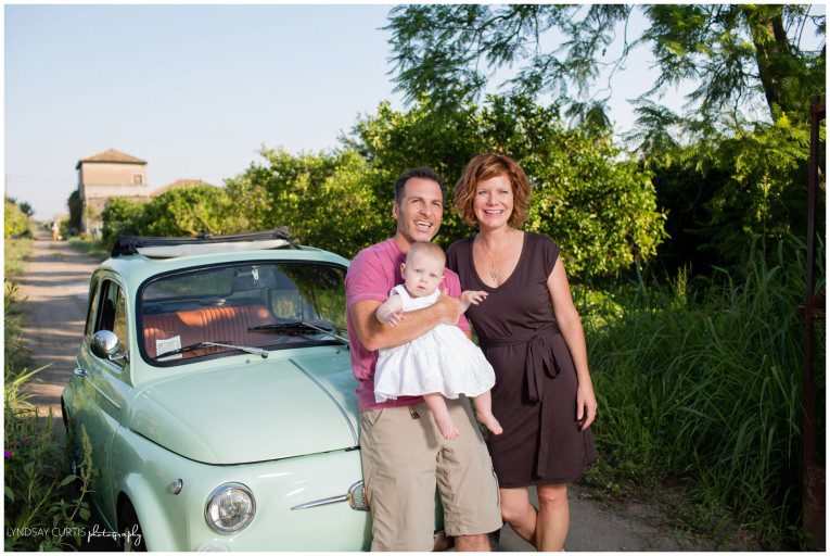 Portrait photographer Lyndsay Curtis photographs the Gaudette family with their antique Fiat 500 in Sigonella, Sicily. | www.lyndsaycurtis.com