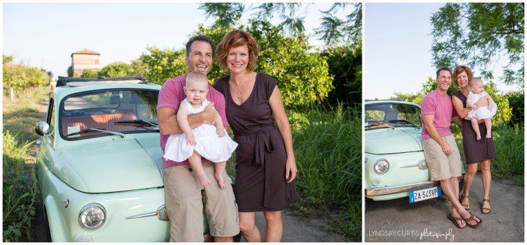 Portrait photographer Lyndsay Curtis photographs the Gaudette family with their antique Fiat 500 in Sigonella, Sicily. | www.lyndsaycurtis.com