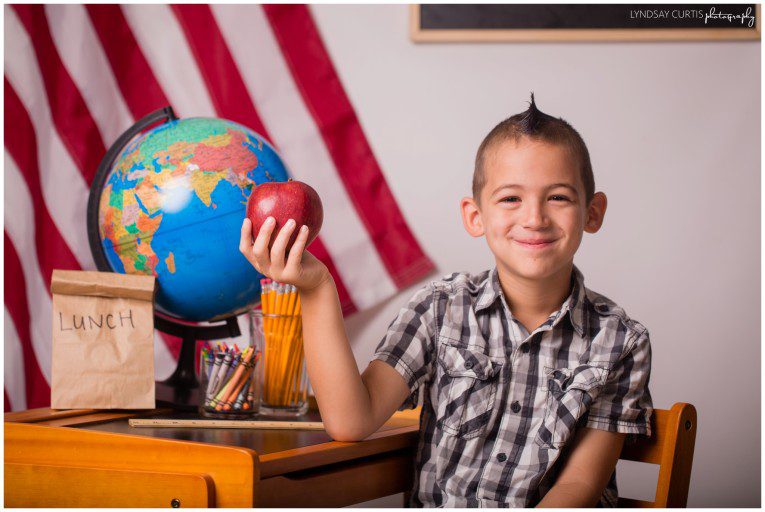 Portrait photographer Lyndsay Curtis photographs Back to School Mini Sessions in her home studio in Sigonella, Sicily. | www.lyndsaycurtis.com